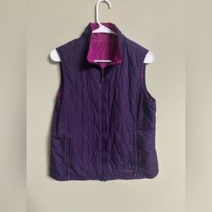 LL Bean Womens Purple Short Purple Pink Reversible Full Zip Vest Size Medium